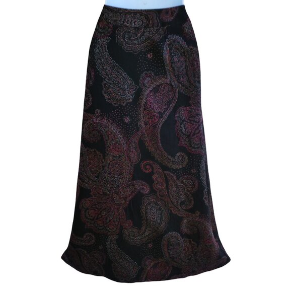 SiLK WooL Vintage Talbots Midi Skirt Dark Paisley Lined Side Zip A Line NO Slit - Picture 3 of 8